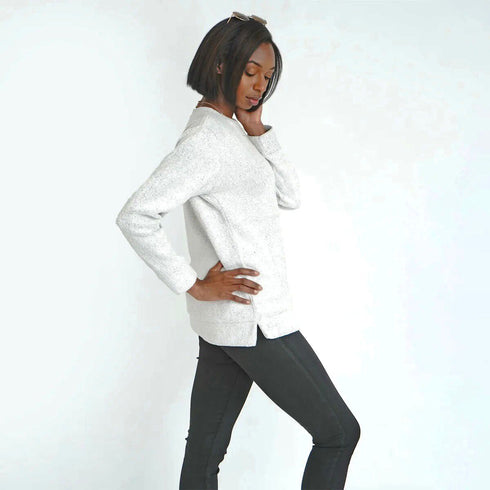 ROYCE COMFY FRENCH TERRY FLEECE TOP - GREY SPARKLE