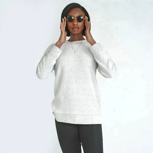ROYCE COMFY FRENCH TERRY FLEECE TOP - GREY SPARKLE