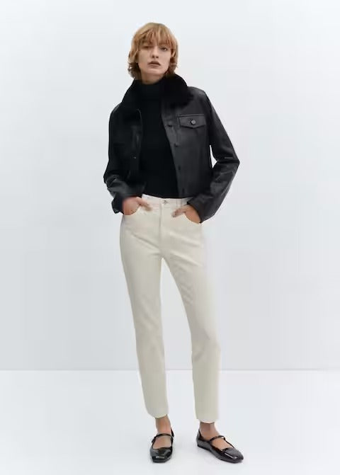 MANGO CLAUDIA SLIM HIGH-WAIST TIGHT-FIT CROPPED LENGTH JEANS