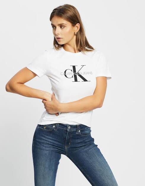 CALVIN KLEIN JEANS MONOGRAM GLITER PRINTED T-SHIRT - WHITE