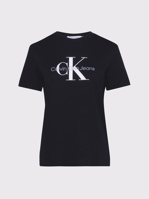 CALVIN KLEIN JEANS MONOGRAM GLITER PRINTED T-SHIRT - BLACK