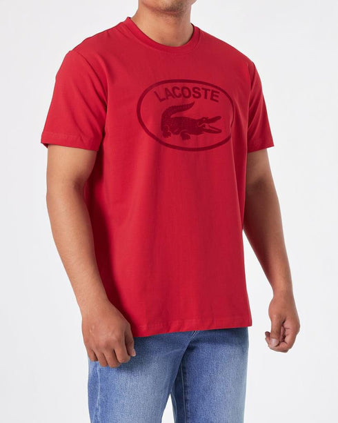 LACOSTE MEN'S TONE-ON-TONE BRANDED COTTON T-SHIRT