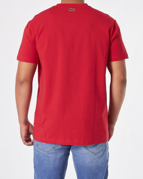 LACOSTE MEN'S TONE-ON-TONE BRANDED COTTON T-SHIRT