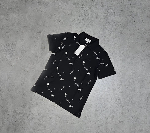 LACOSTE LIVE ALL-OVER MULTIPLE CROCODILE PRINTED POLO T-SHIRT