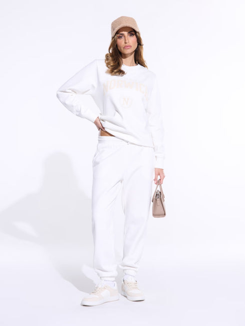 SINSAY WOMENS BASIC JOGGERS - WHITE