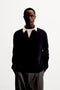 ZARA CONTRAST COLLAR POLO SHIRT - BLACK