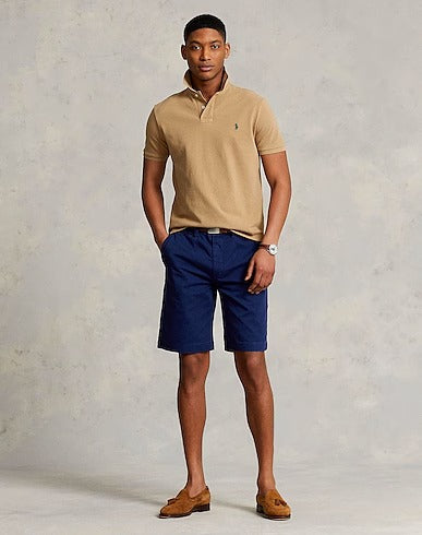 POLO RALPH LAUREN CUSTOM SLIM FIT ICONIC MESH POLO SHIRT - BEIGE