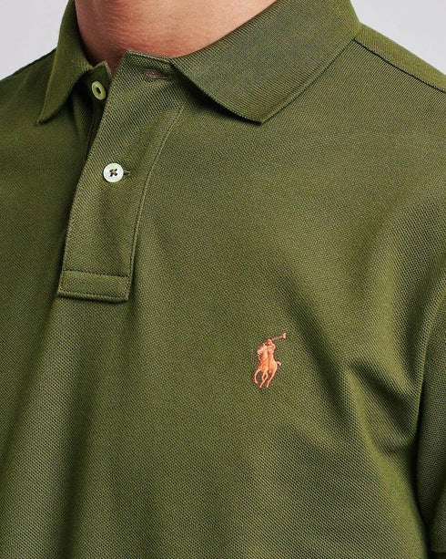 POLO RALPH LAUREN CUSTOM SLIM FIT ICONIC MESH POLO SHIRT - OLIVE