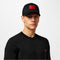 HUGO COTTON TWILL CAP WITH RED LOGO LABEL - BLACK