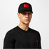 HUGO COTTON TWILL CAP WITH RED LOGO LABEL - BLACK