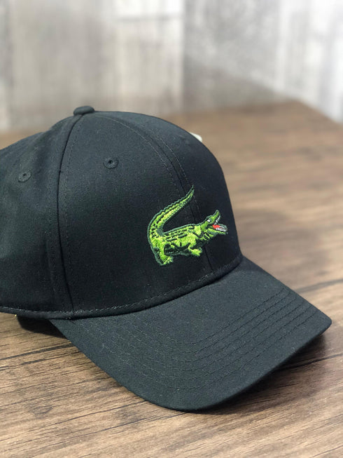 LACOSTE EMBROIDERED SIGNATURE LOGO CAP BLACK