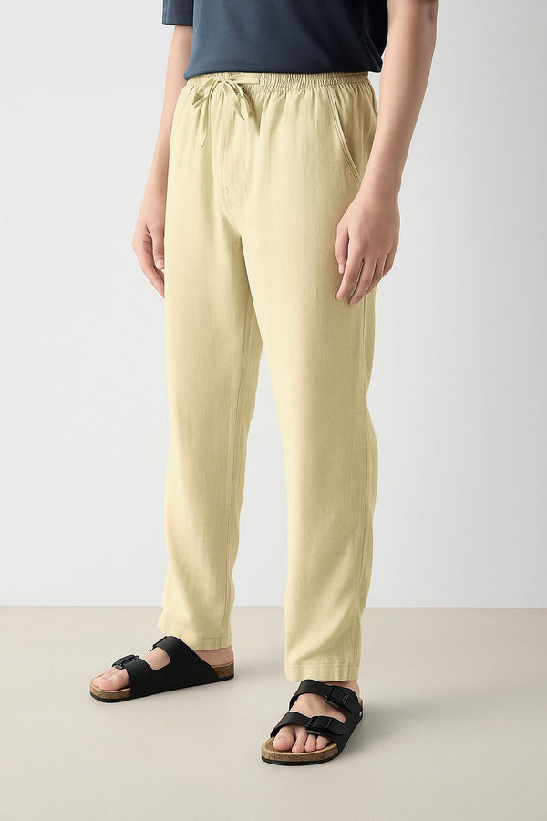 ZARA LINEN TEXTURED TROUSER - SATIN SHEEN GOLD