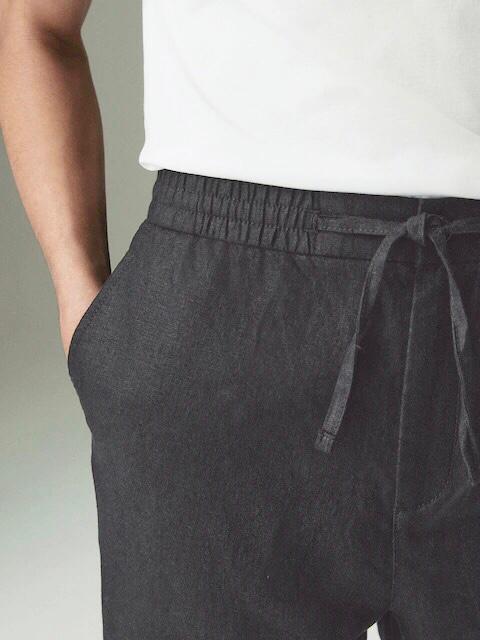 ZARA LINEN TEXTURED TROUSER - CHARCOAL