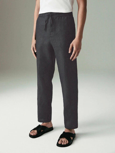 ZARA LINEN TEXTURED TROUSER - CHARCOAL