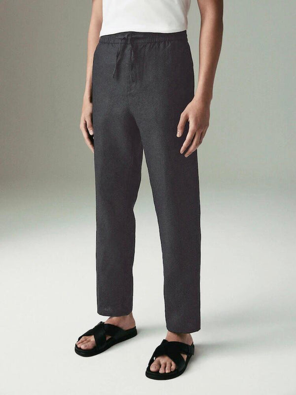 ZARA LINEN TEXTURED TROUSER - CHARCOAL