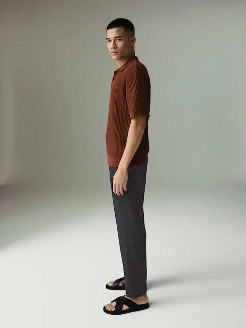 ZARA LINEN TEXTURED TROUSER - CHARCOAL