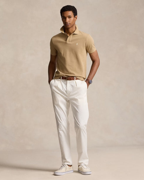 POLO RALPH LAUREN CUSTOM SLIM FIT ICONIC MESH POLO SHIRT - BEIGE