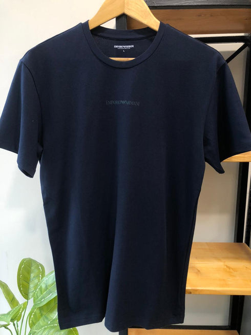 EMPORIO ARMANI LOGO PRINTED T-SHIRT - NAVY
