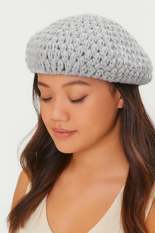 FOREVER 21 CROCHET BERET IN SEASHELL