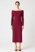 BARDOT RIB-KNIT OFF THE SHOULDER MIDI DRESS