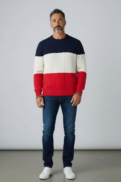 TOMMY HILFIGER CLASSIC CABLE KNIT RELAXED FIT SWEATER
