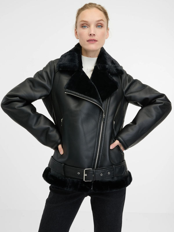 CALVIN KLEIN LAMBSKIN JACKET WITH SEAMS