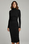 FOREVER 21 RIBBED TURTLE-NECK RUCHED MIDI DRESS