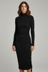 FOREVER 21 RIBBED TURTLE-NECK RUCHED MIDI DRESS