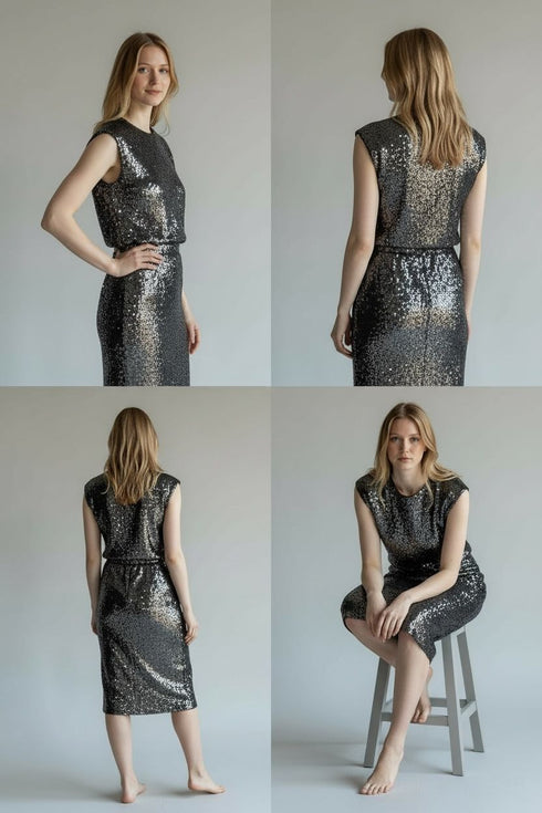 ANN TAYLOR SEQUIN SLEEVELESS TOP WITH MINI SKIRT SET