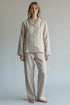 IVORY BEIGE PIPED NIGHT-SUIT SET