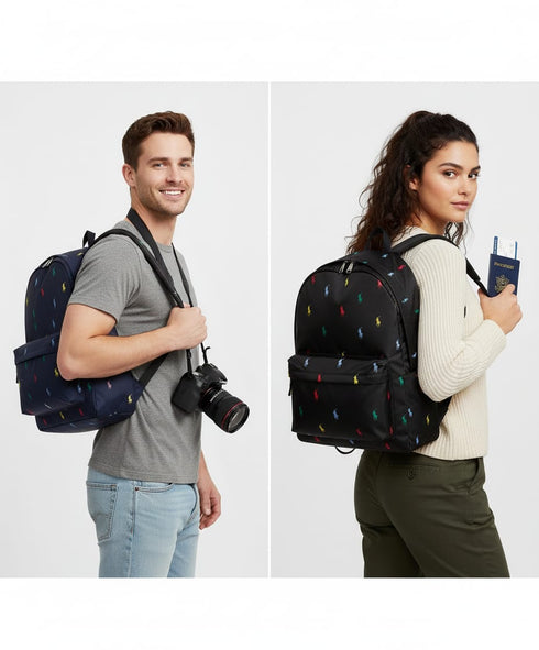 POLO RALPH LAUREN ALL-OVER PONY PRINTED BACKPACK