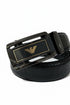 GIORGIO ARMANI BLACK TEXTURED LEATHER BELT