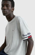 TOMMY HILFIGER FLAG DETAIL SLEEVES LOGO CREW NECK T-SHIRT