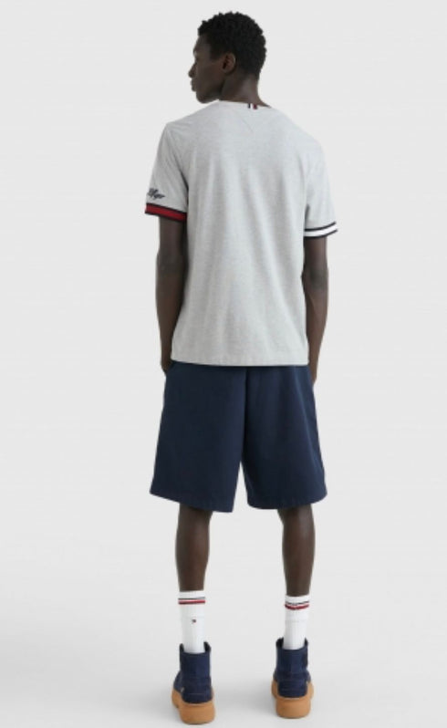 TOMMY HILFIGER FLAG DETAIL SLEEVES LOGO CREW NECK T-SHIRT