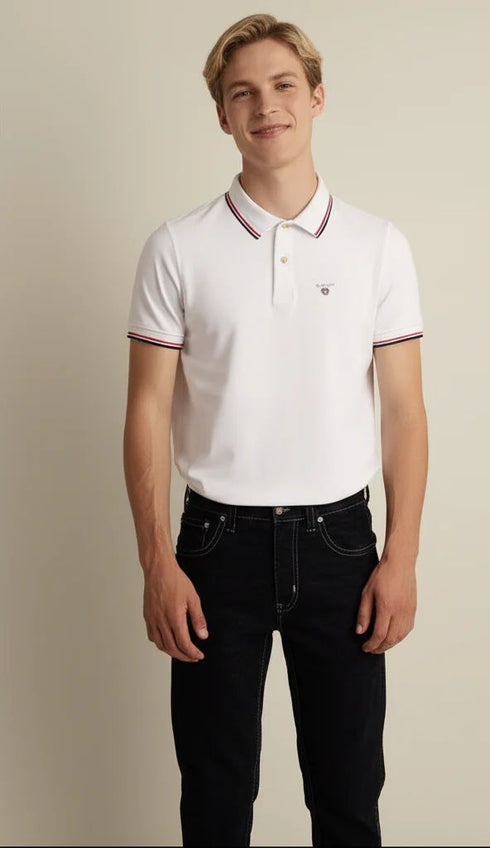 GANT FITTED STRIPED PIQUE POLO SHIRT