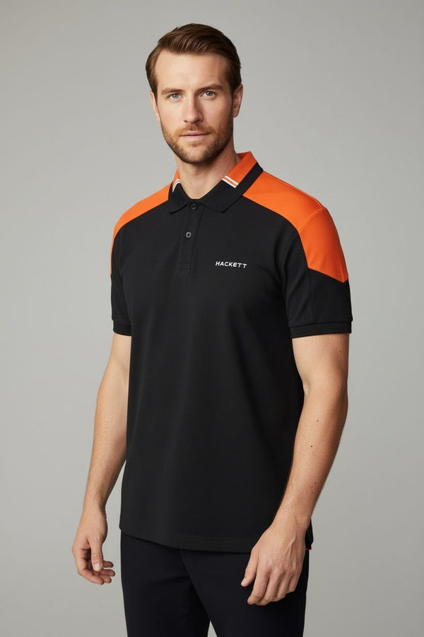 HACKETT SPORTS COLOR BLOCK PIEQUE POLO SHIRT