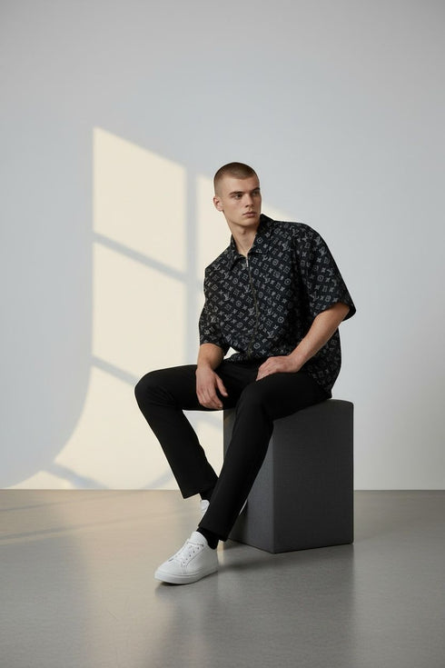 LOUIS VUITTON MONOGRAM ALL-OVER ZIP-UP OVERSIZED SHIRT