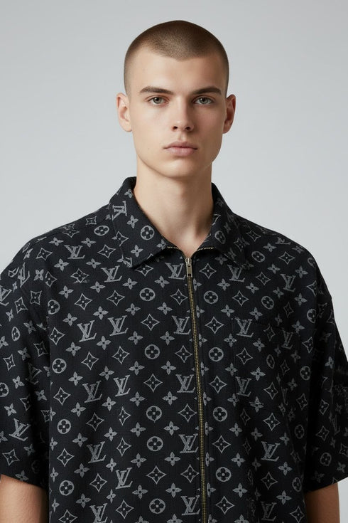 LOUIS VUITTON MONOGRAM ALL-OVER ZIP-UP OVERSIZED SHIRT