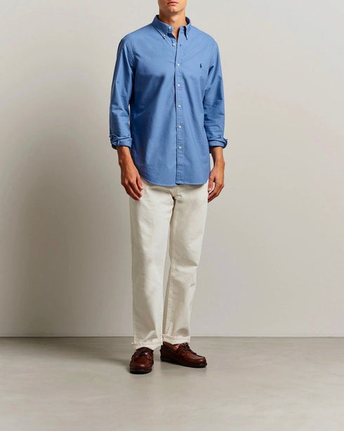 RL GARMENT-DYED OXFORD SHIRT - BLUE