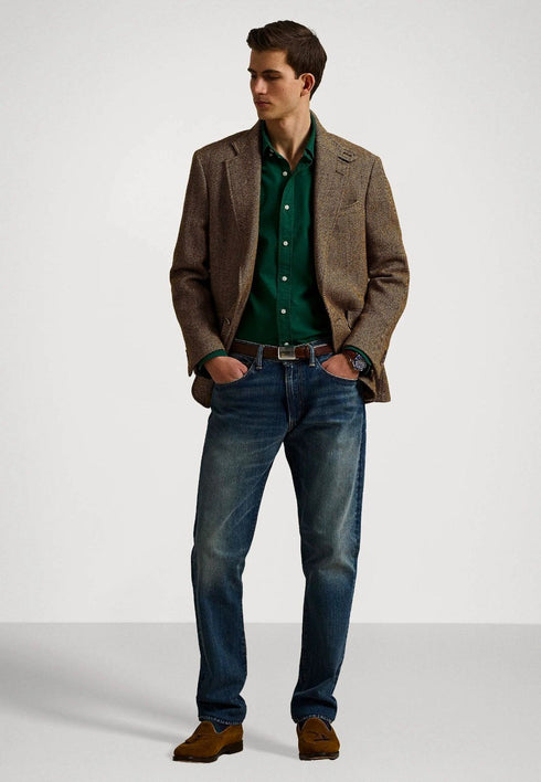 RL GARMENT-DYED OXFORD SHIRT - FOREST GREEN