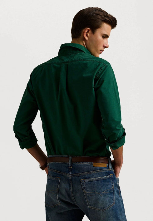 RL GARMENT-DYED OXFORD SHIRT - FOREST GREEN