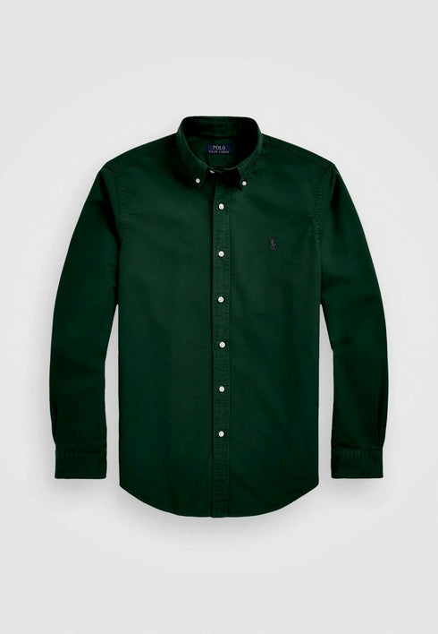 RL GARMENT-DYED OXFORD SHIRT - FOREST GREEN