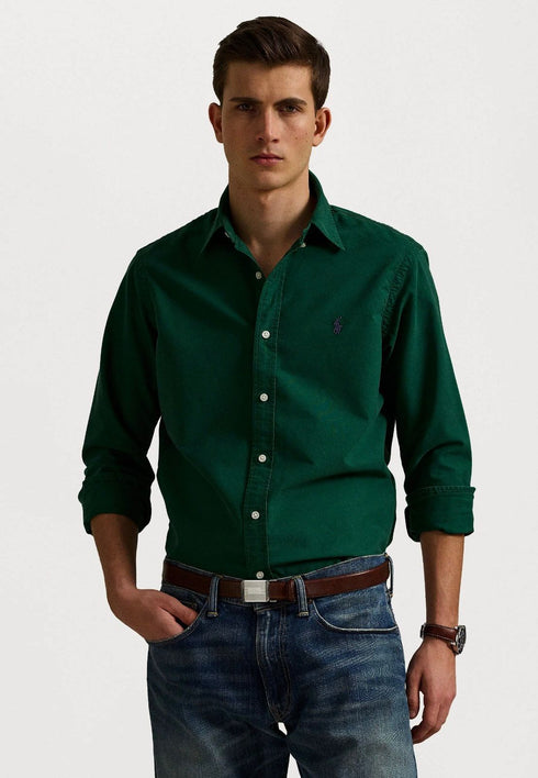 RL GARMENT-DYED OXFORD SHIRT - FOREST GREEN