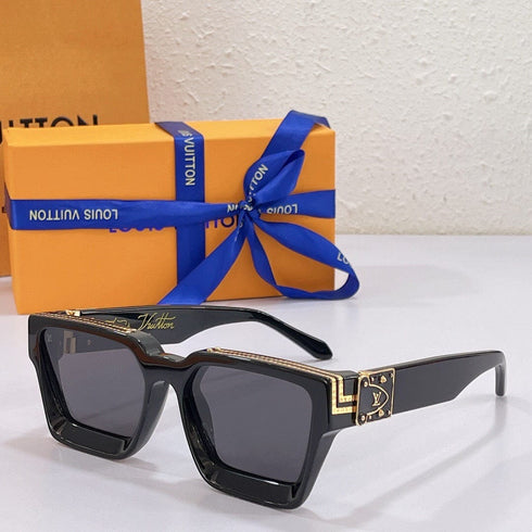MILLIONAIRE VIBES – LV STYLE BLACK & GOLD SQUARE SUNGLASSES
