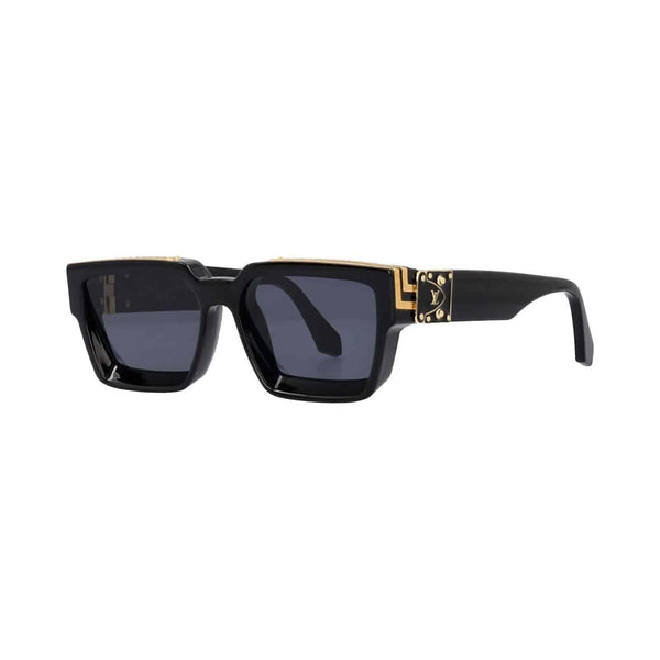 MILLIONAIRE VIBES – LV STYLE BLACK & GOLD SQUARE SUNGLASSES