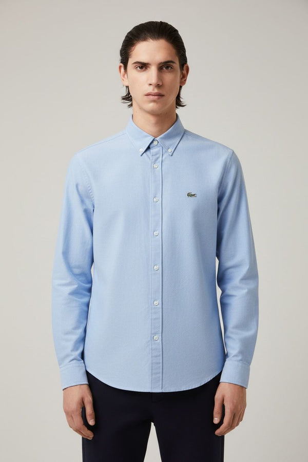 LACOSTE MEN'S SLIM FIT COTTON SHIRT - LIGHT BLUE