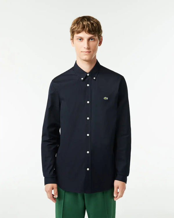 LACOSTE MEN'S SLIM FIT COTTON SHIRT - NAVY