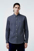 LACOSTE MEN'S SLIM FIT COTTON SHIRT - CHARCOAL