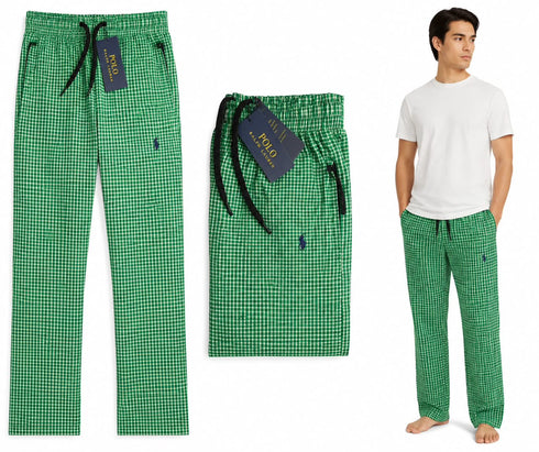 RALPH LAUREN CHECKED DRAWSTRING TROUSERS - GREEN
