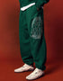 BERSHKA FOREST GREEN OVERSIZED FLEECE JOGGERS
